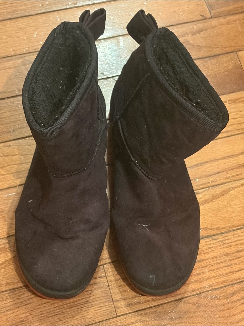 UGG Vintage NAVEAH MINI BAILEY BOW BLACK WOMEN BOOTS USA 8-9/ EU 40
